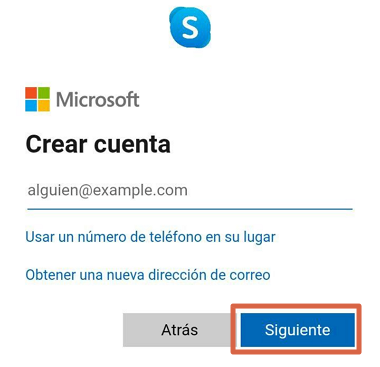 Cómo crear una cuenta o registrarse en Skype desde la app paso 4