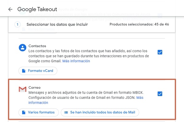 Crear una copia de seguridad para eliminar una cuenta de correo Gmail