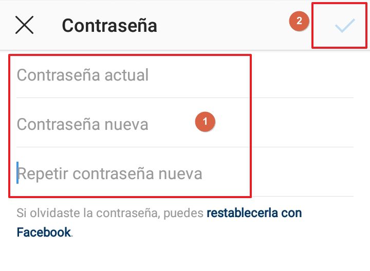 Cambiar la contraseña de Instagram