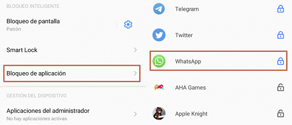 Bloquear WhatsApp en Android - Paso 3