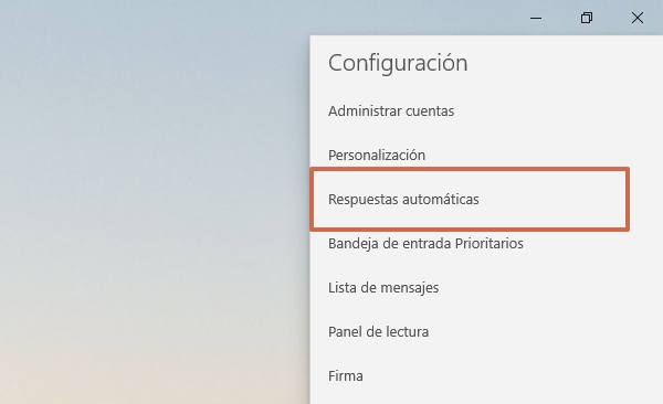 Configurar respuestas automaticas en el correo de Windows 10