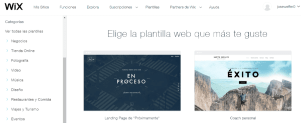 Wix 37 Elegir categoria en pagina de wix