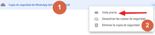 Cómo abrir una copia de seguridad de Google Drive desactivar la copia paso 1, 2