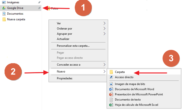 Cómo crear una carpeta en Google Drive desde la PC paso 1, 2, 3