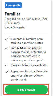 Cómo obtener Spotify Premium Familiar paso 3