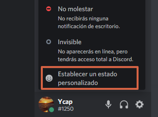 How to manually set Discord status step 2