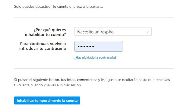 Cómo desactivar una cuenta de Instagram temporalmente