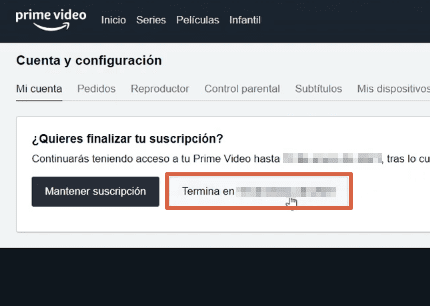 Cómo cancelar suscripción de Amazon Prime Video y darse de baja desde la página web paso 4