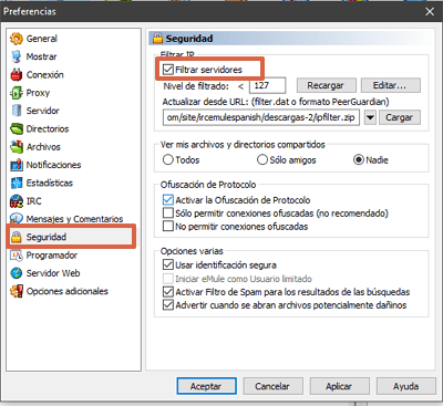 Cómo configurar la seguridad en eMule paso 2