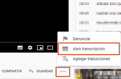 Cómo descargar o extraer subtítulos de video de YouTube desde la plataforma paso 1