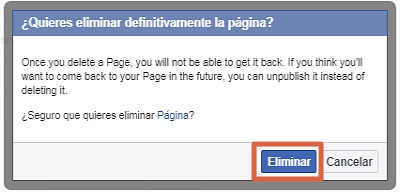Eliminar o cerrar permanentemente una página de Facebook desde el ordenador paso 6