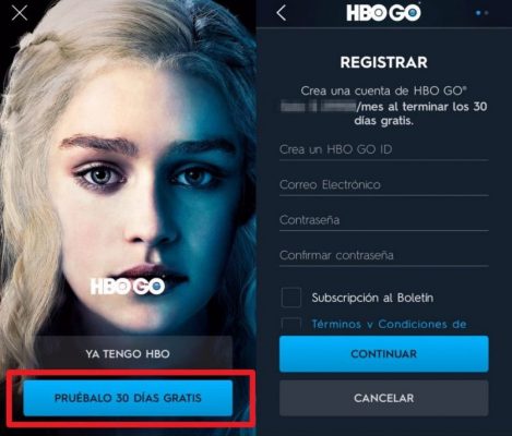 registrarse gratis en hbo