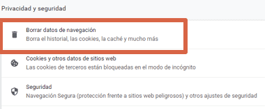 Cómo solucionar error ERR_SSL_PROTOCOL_ERROR en Google Chrome borrando caché SSL y del navegador paso 3