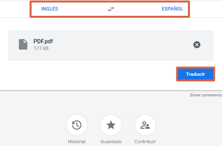 Cómo utilizar Google Traductor para traducir archivos PDF de inglés a español paso 3