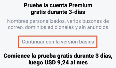 Cómo utilizar TempMail desde la aplicación móvil paso 2