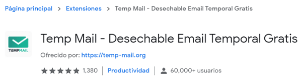 Cómo utilizar TempMail desde la extensión de Chrome