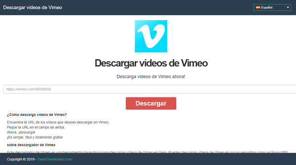 Utilizar Savedownloader.com para descargar un video de Vimeo