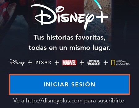 Cómo ingresar o iniciar sesión en Disney Plus desde la aplicación para Smartphones paso 2