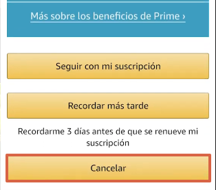 Cómo cancelar la suscripción de Amazon Prime y darte de baja desde la app paso 9.