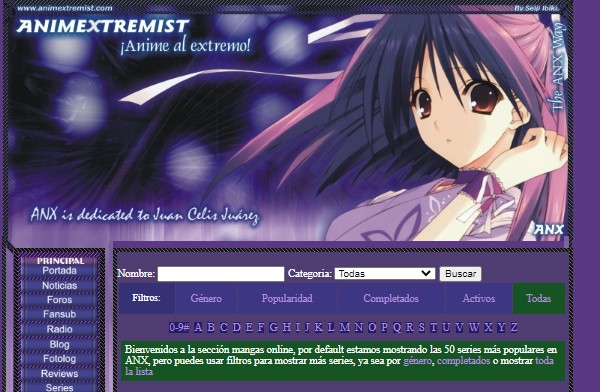 Animextremist como página web para leer manga en Internet