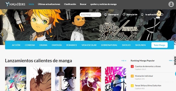 MangaHere como página web para leer manga en Internet