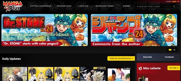 MangaPlus como página web para leer manga en Internet