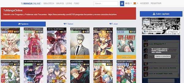 TuMangaOnline como página web para leer manga en Internet