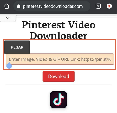 Cómo descargar vídeos de Pinterest en dispositivo móvil paso 5