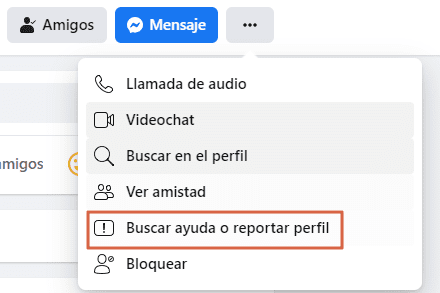 Cómo eliminar la cuenta de Facebook de otra persona. Al denunciar el perfil. Paso 3