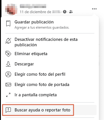 Cómo eliminar la cuenta de Facebook de otra persona. Al reportar una fotogragía etiquetada. Paso 2