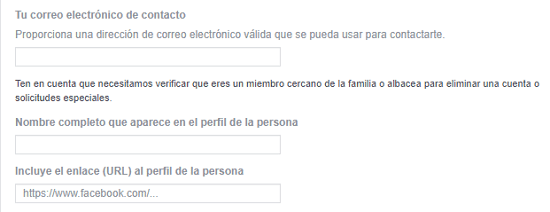 Cómo eliminar la cuenta de Facebook de otra persona. En caso de fallecimiento o incapacidad. Paso 2