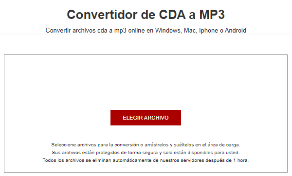 Convertidor de CDA a MP3 AnyConv