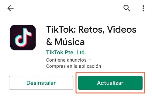 Cómo actualizar TikTok desde Android