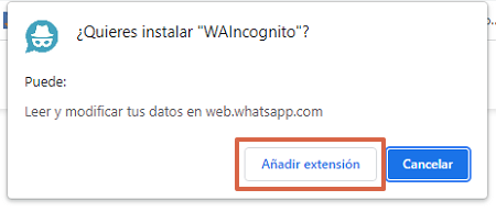Cómo no aparecer en línea en WhatsApp Web usando la extensión para Google Chrome WAIncognito paso 4