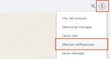 Desactivar notificaciones en WhatsApp Web en caso de chats individuales o grupales