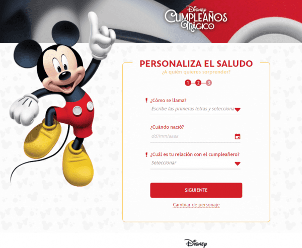 Disney Cumpleaños Mágico registro paso 4