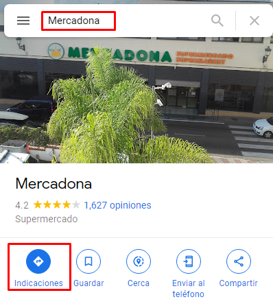 Localizar Mercadona con Google maps