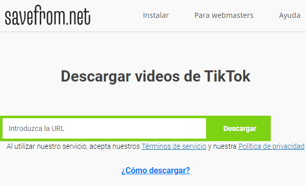 Savefrom herramienta para descargar vídeos de TikTok sin marca de agua
