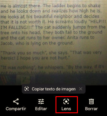 Traducir textos e imágenes con Google Lens paso 1
