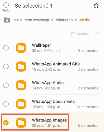 Cómo cambiar el almacenamiento predeterminado en WhatsApp moviendo la carpeta manualmente paso 2