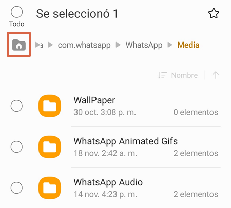 Cómo cambiar el almacenamiento predeterminado en WhatsApp moviendo la carpeta manualmente paso 4