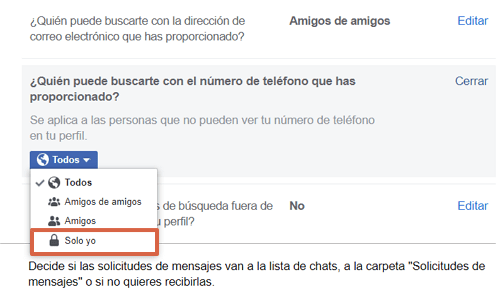 Cómo evitar que las personas en Facebook te encuentren por el número de teléfono paso 6