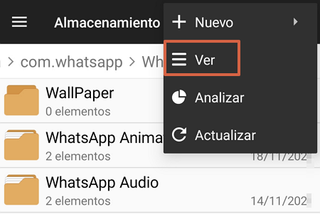 Cómo ver estados de WhatsApp de forma oculta usando la app Gestor de archivos + en Android paso 6