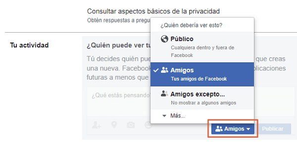 Configurar las próximas publicaciones de Facebook desde la PC - Paso 2