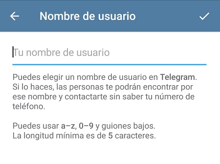 Identificar cuenta de Telegram sin número telefónico paso 4