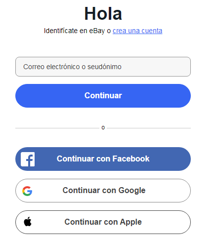 Iniciar sesión en eBay en español en la web paso 2