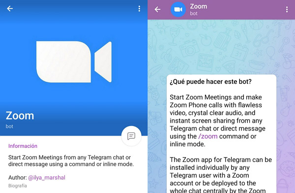 Bots de Telegram más usados.Zoom Bot