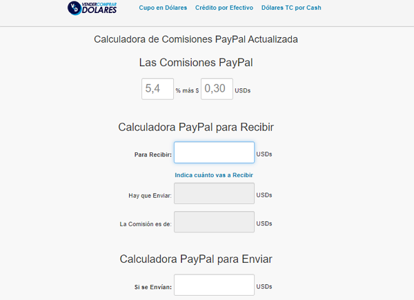 Calculadora de comisiones PayPal