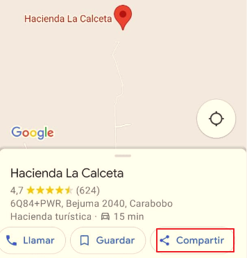 Cómo compartir o enviar ubicación por WhatsApp desde Google Maps paso 3