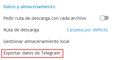 Cómo recuperar mensajes de Telegram exportar datos paso 4